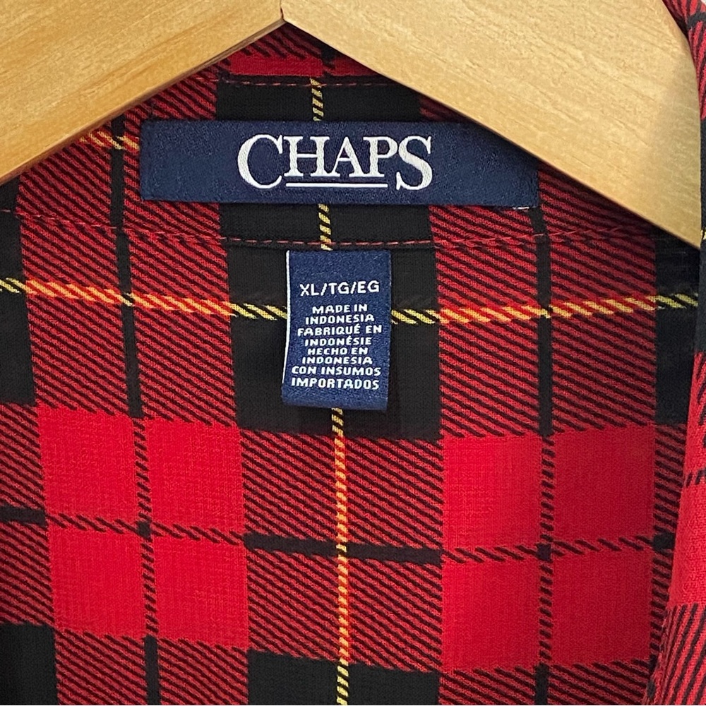 Chaps Red Plaid Button Down Lightweight Shirt Top -Women’s Large - Picture 9 of 11